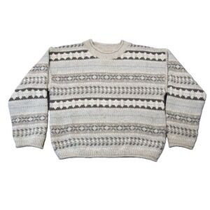 Woolrich Crewneck Sweater S Nordic Striped Wool 90s Pullover Cozy Outdoor Hygge